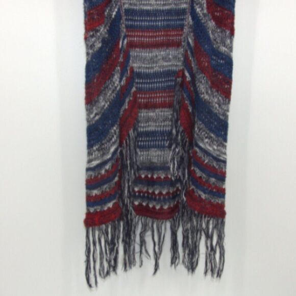 American Rag Americana Striped Crochet Fringe Side Slit Duster Vest Size M - Picture 5 of 7